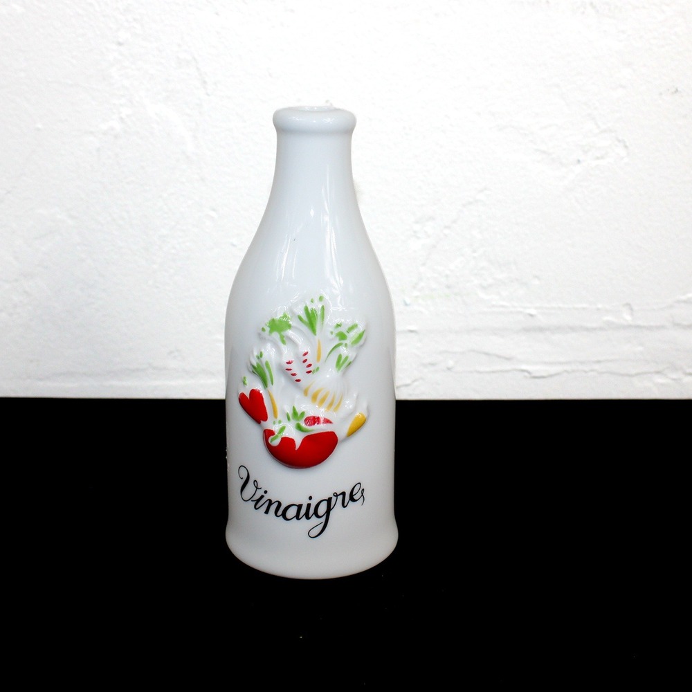 Revol France Vinegar Vinaigre Porcelain Cruet Bottle 7" White